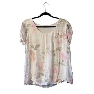 Elena Baldi Silk Floral Short Sleeve Top
